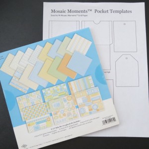 Our FREE Download for pockets to fit into the grids and an 8" x 8" patterned baby paper pack with all kinds of extras to use to embellish your pages.