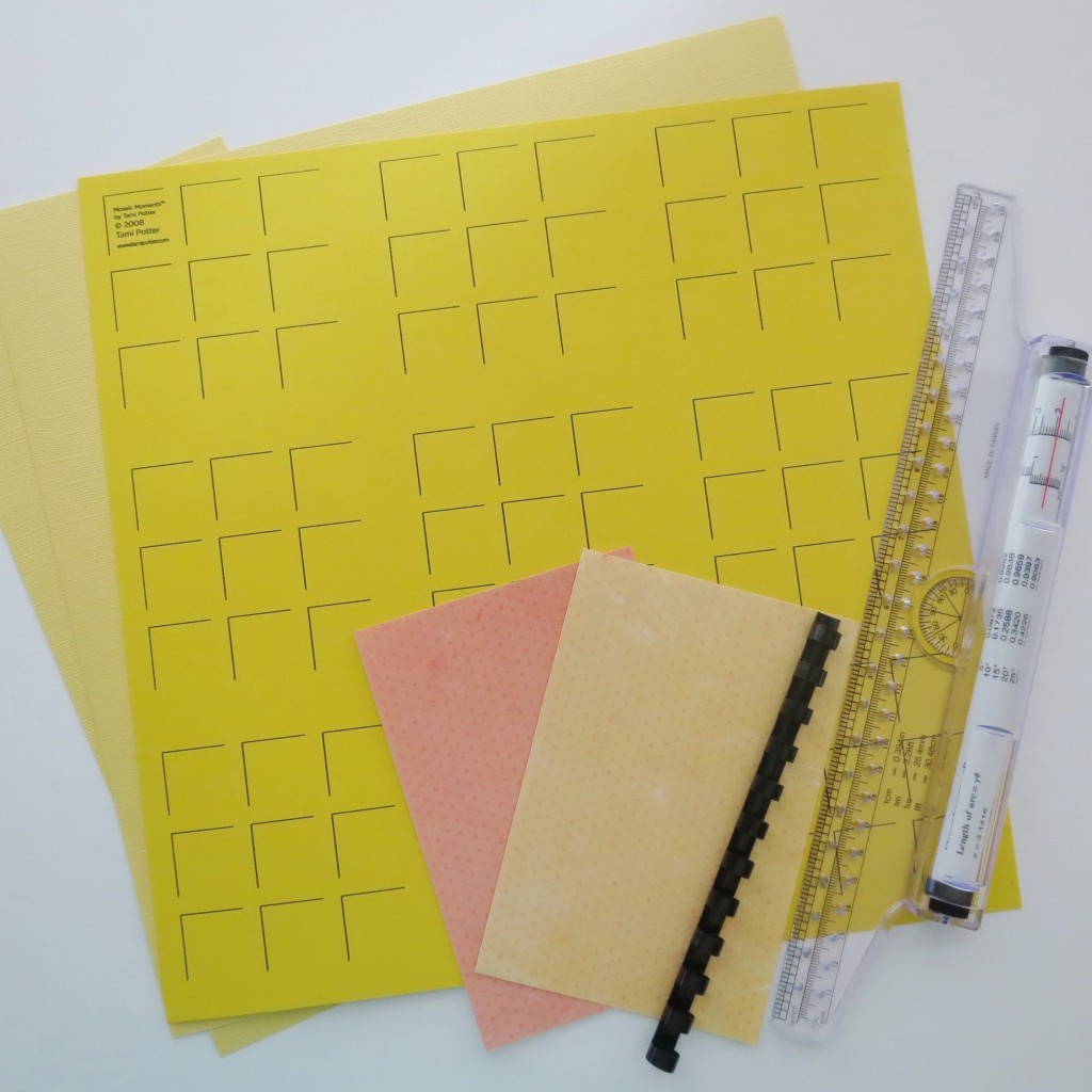 Getting Started: Sunshine RTC Grid Paper, Cardstock, patterned paper, rolling ruler, binding spine