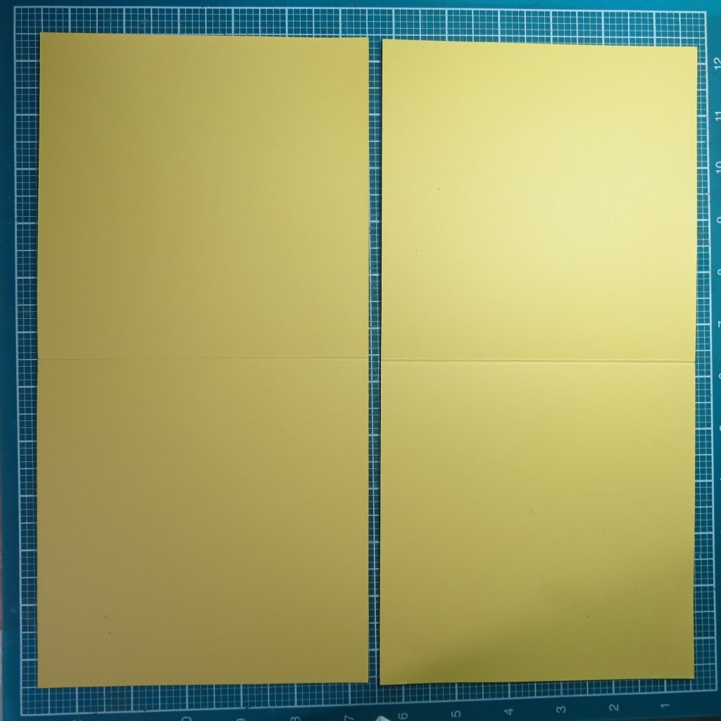 12"x 12" cardstock cut in half and then each section scored and folded in half.