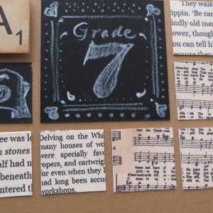 Trends: Chalkboards and paper tiles from scanned book and music.