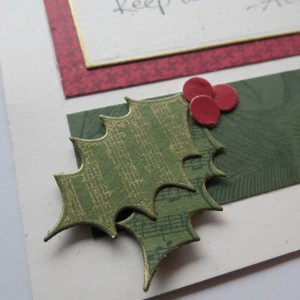 A Dickens' Christmas: Music stamped leaves keep the Christmas Carol theme.