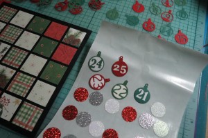 Countdown to Christmas: Xyron backed circles for reverse side of numbers.