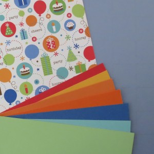 Birthday Scrapbook Pages: paper tiles in colors to match.