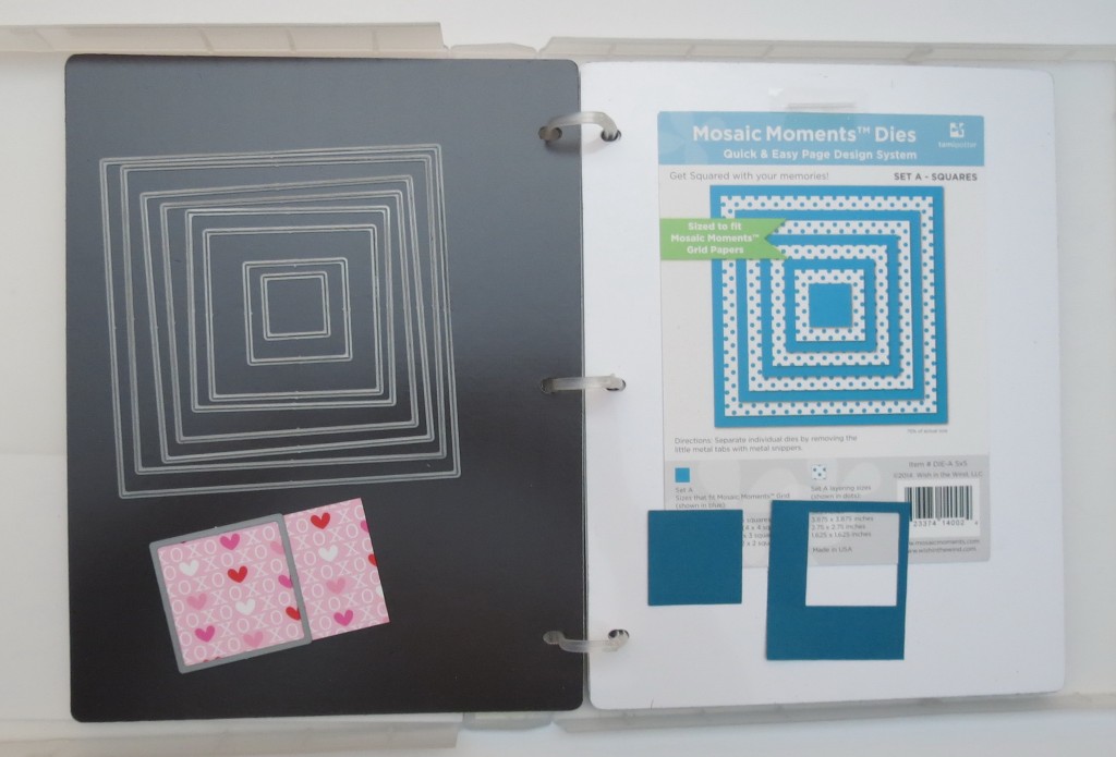 Nested Squares Die Set stored in an EZ Binder on magnetic sheets from Crafter's Companion