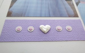 Embellishing Your Scrapbook Pages: Liquid Pearls added to punched heart, layered dots to fill tile for added  interest. 