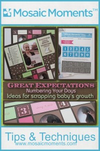 Great Exectations: Numbering Your  Days ideas for scrapping your baby's growth! Featuring Mosaic Moments Grid Papers, Dies, Paper Tiles, Banner Tiles and Hybrid Scrapbooking.