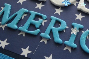 Patriotic pages blue letters are finished with glittered edge 