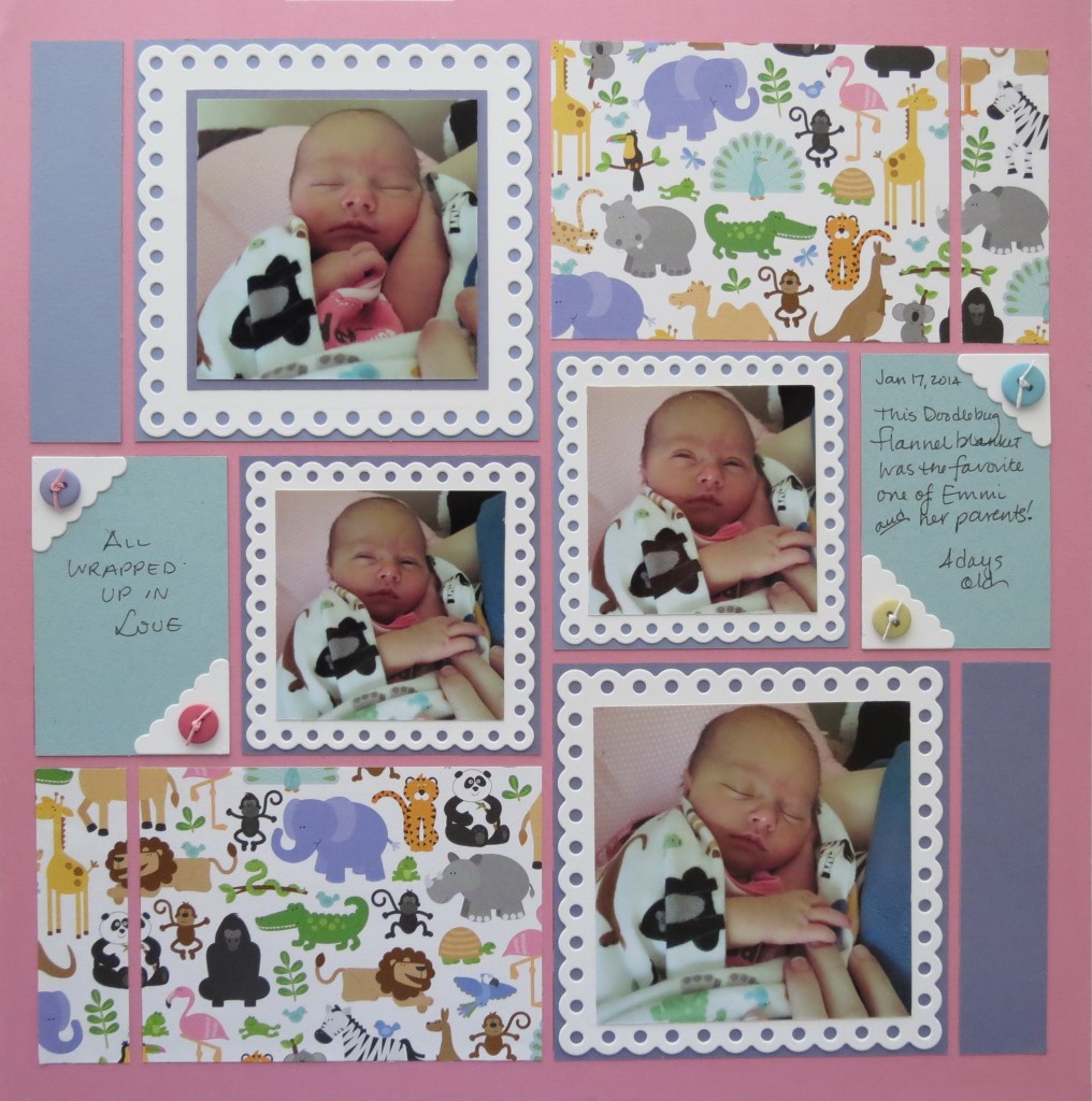 Scallop Dot Mat Die "All Wrapped Up in Love" featuring Paper Tiles, Grid, and Doodlebug Designs Zoofari and the new Scallop Dot Mat Die