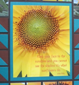 Sunflowers and Mosaic Strips center tile with quote