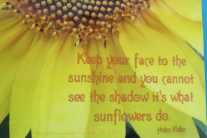 Sunflowers and Mosaic Strips Quote by Helen Keller