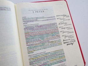 MM Gratitude Scrapping Your Faith  Going beyond Highlighting verses one verse is pulled and arranged in the side column and can be added to with color or illustrations.