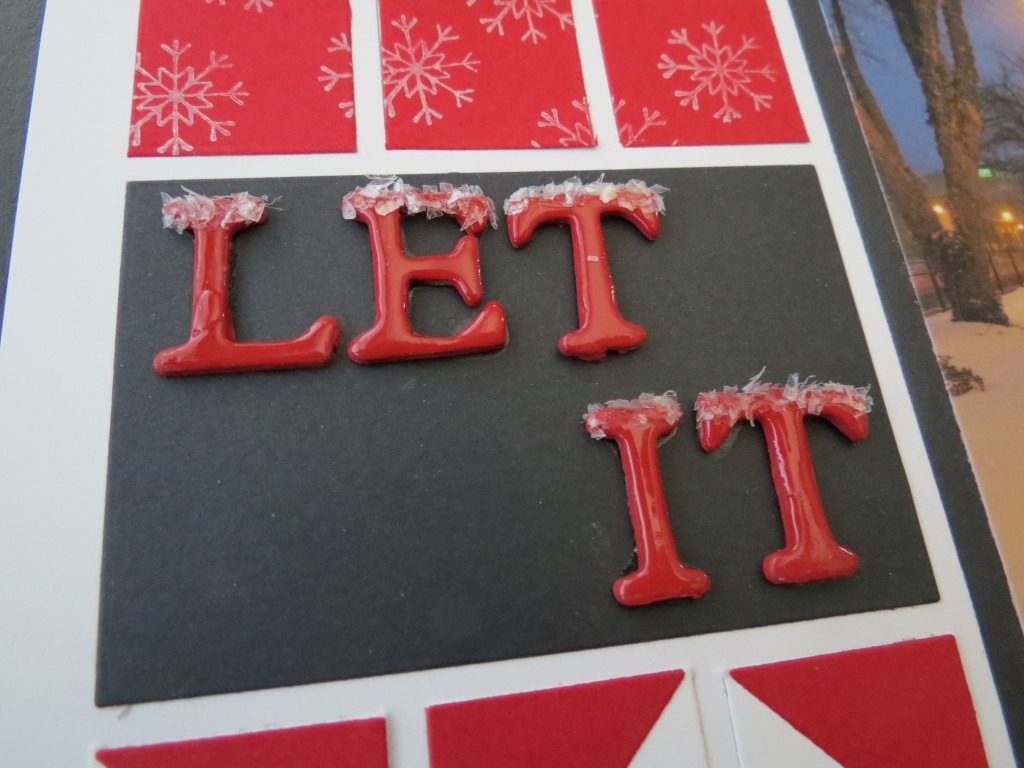 Mosaic Style Pattern chipboard letters painted and lacquered with snowflakes added