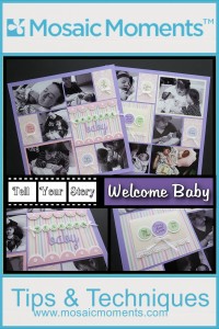 MM-TYS Tell Your Story series continues with this Welcome Baby page and the scallop border banner die from the Border Banner Dies Set