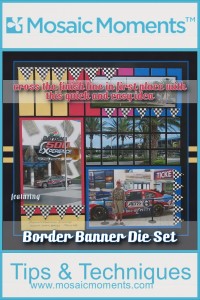 MM Banner Borders Die Set make dressing up this NASCAR themed page first place in quick and easy scrapbook pages