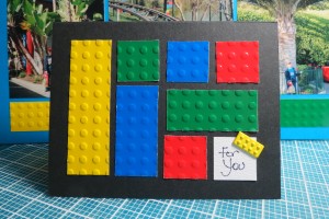 Card with LEGO paper bits