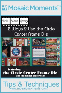 Mosaic Moments Circle Center Frame Die and Emerald Grid paper 