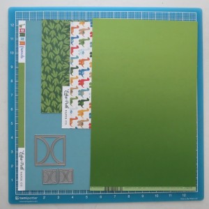 Echo Park Dinosaurs Paper and Bazzill Basic Ombre Paper in Green, Half-Circle Die Sets