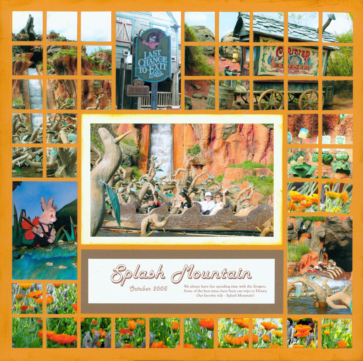 Disney Scrapbook Page – Splash Mountain - Mosaic Moments Page Layout System