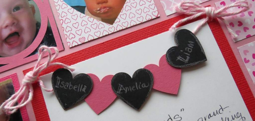 Nested Square Dies for journaling square and mounting square, Heart frames "out" pieces, twine banner swag