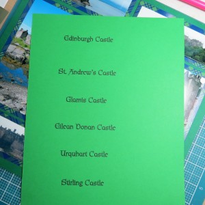 Scrapping with Ease: Castles are printed on 8.5" x 11" cardstock and cut to fit using Die Set D