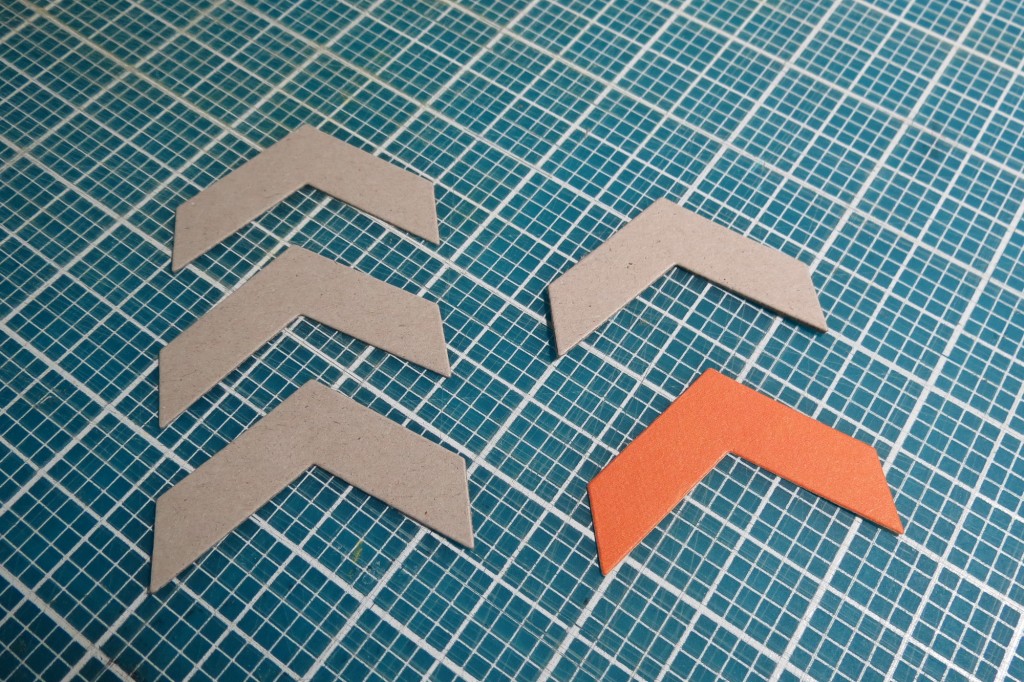 MM Chevron Die three layers of chipboard glued together and one in cardstock. Ink edges of cardstock