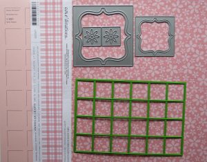 Mosaic Moments Pink Grid Paper, the Scallop Frame Plus Die