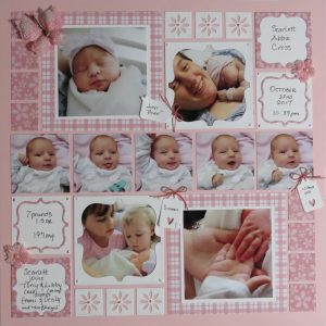 Mosaic Moments Pink Grid Paper, the Scallop Frame Plus Die