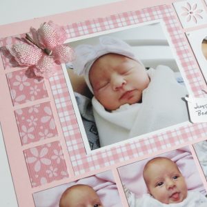 Mosaic Moments Pink Grid Paper, the Scallop Frame Plus Die
